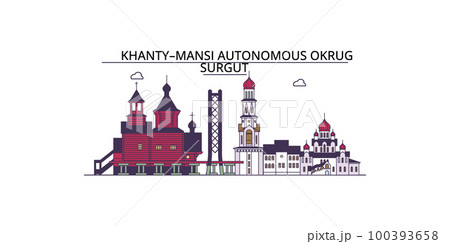 Russia, Surgut tourism landmarks, vector city travel illustration Russia, Surgut tourism landmarks, vector city travel illustration 100393658