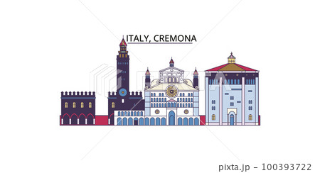 Italy, Cremona tourism landmarks, vector city travel illustration 100393722