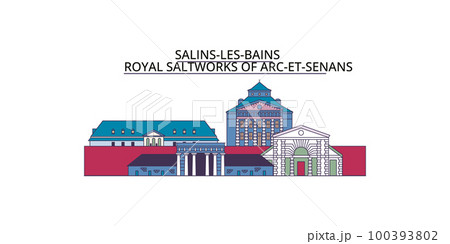 France, Salins Les Bains tourism landmarks, vector city travel illustration 100393802