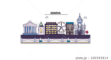 Switzerland, Geneva tourism landmarks, vector city travel illustration 100393814
