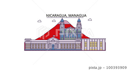 Nicaragua, Managua tourism landmarks, vector city travel illustration 100393909