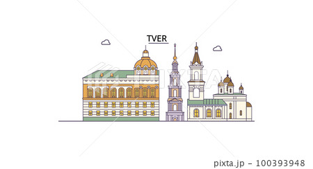 Russia, Tver tourism landmarks, vector city travel illustration 100393948