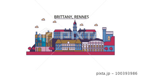 France, Rennes tourism landmarks, vector city travel illustration 100393986