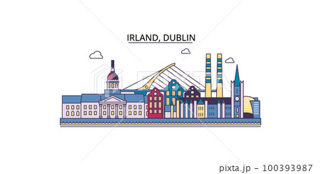 Irland, Dublin tourism landmarks, vector city travel illustration Irland, Dublin tourism landmarks, vector city travel illustration 100393987