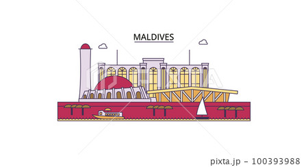 Maldives tourism landmarks, vector city travel illustration 100393988
