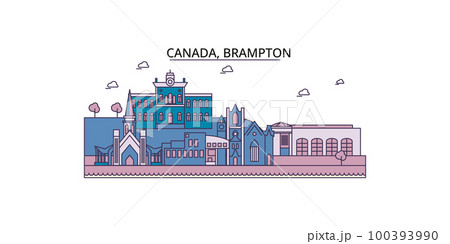 Canada, Brampton tourism landmarks, vector city travel illustration 100393990