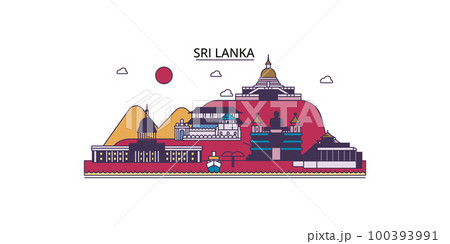 Sri Lanka tourism landmarks, vector city travel illustration 100393991