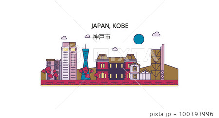 Japan, Kobe tourism landmarks, vector city travel illustration Japan, Kobe tourism landmarks, vector city travel illustration 100393996