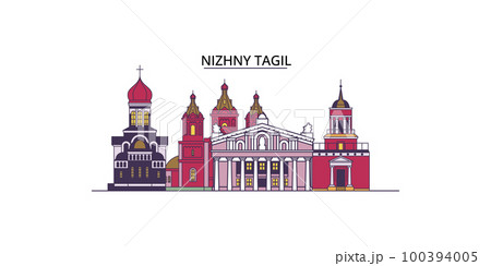 Russia, Nizhny Tagil tourism landmarks, vector city travel illustration 100394005