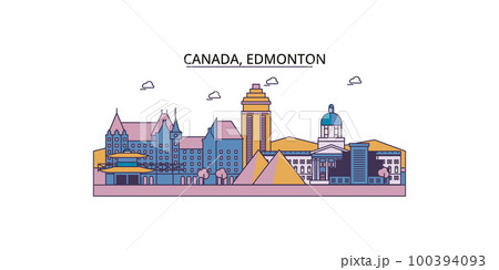 Canada, Edmonton tourism landmarks, vector city travel illustration Canada, Edmonton tourism landmarks, vector city travel illustration 100394093