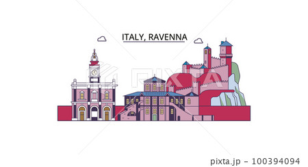 Italy, Ravenna tourism landmarks, vector city travel illustration 100394094