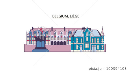 Belgium, Liege tourism landmarks, vector city travel illustration 100394103