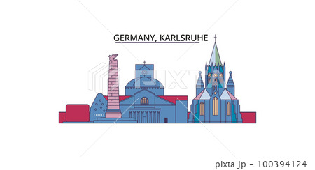 Germany, Karlsruhe tourism landmarks, vector city travel illustration 100394124