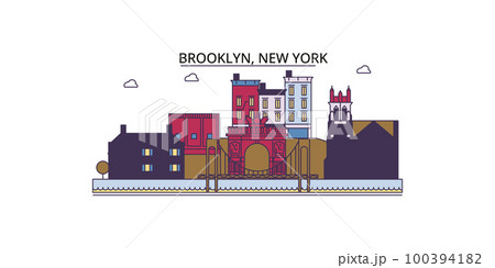 United States, New York Brooklyn tourism landmarks, vector city travel illustration United States, New York Brooklyn tourism landmarks, vector city travel illustration 100394182