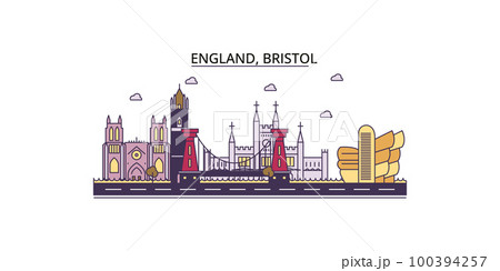 United Kingdom, Bristol tourism landmarks, vector city travel illustration 100394257