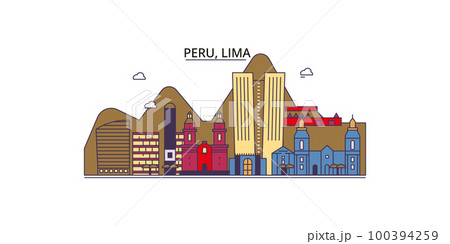 Peru, Lima tourism landmarks, vector city travel illustration 100394259