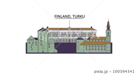 Finland, Turku tourism landmarks, vector city travel illustration 100394341