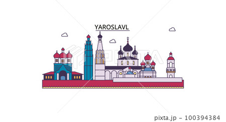 Russia, Yaroslavl tourism landmarks, vector city travel illustration Russia, Yaroslavl tourism landmarks, vector city travel illustration 100394384