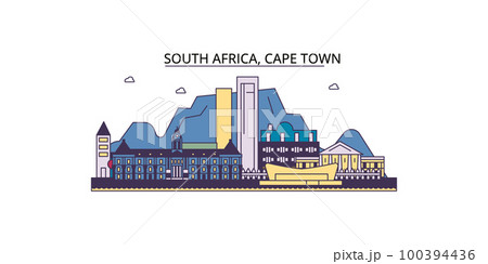 South Africa, Cape Town tourism landmarks, vector city travel illustration 100394436