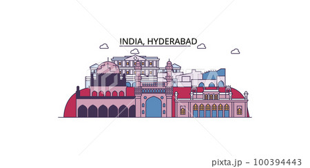 India, Hyderabad tourism landmarks, vector city travel illustration India, Hyderabad tourism landmarks, vector city travel illustration 100394443