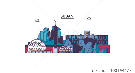 Sudan tourism landmarks, vector city travel illustration 100394477