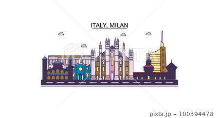 Italy, Milan tourism landmarks, vector city travel illustration 100394478