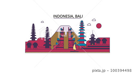 Indonesia, Bali tourism landmarks, vector city travel illustration Indonesia, Bali tourism landmarks, vector city travel illustration 100394498