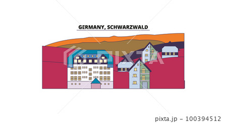 Germany, Schwarzwald tourism landmarks, vector city travel illustration 100394512