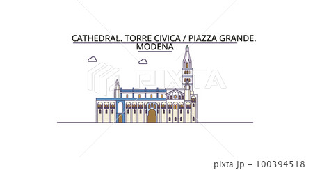 Italy, Modena tourism landmarks, vector city travel illustration 100394518