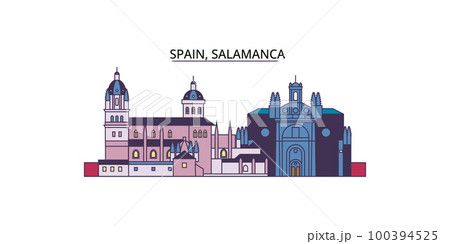 Spain, Salamanca tourism landmarks, vector city travel illustration 100394525