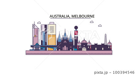 Australia, Melbourne tourism landmarks, vector city travel illustration 100394546