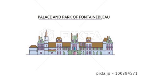 France, Fontainebleau tourism landmarks, vector city travel illustration 100394571