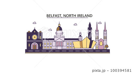 United Kingdom, Belfast tourism landmarks, vector city travel illustration United Kingdom, Belfast tourism landmarks, vector city travel illustration 100394581
