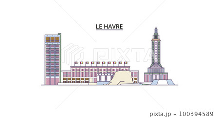 France, Le Havre tourism landmarks, vector city travel illustration 100394589