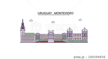 Uruguay , Montevideo tourism landmarks, vector city travel illustration 100394656