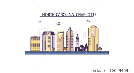 United States, Charlotte tourism landmarks, vector city travel illustration United States, Charlotte tourism landmarks, vector city travel illustration 100394693