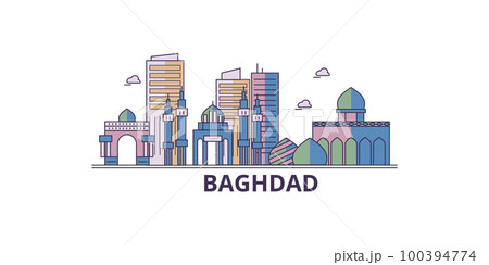 Iraq, Baghdad tourism landmarks, vector city travel illustration Iraq, Baghdad tourism landmarks, vector city travel illustration 100394774