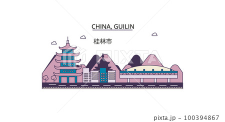 China, Guilin tourism landmarks, vector city travel illustration 100394867