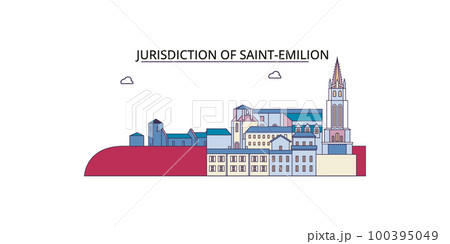 France, Saint Emilion tourism landmarks, vector city travel illustration 100395049