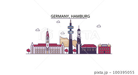 Germany, Hamburg tourism landmarks, vector city travel illustration 100395055