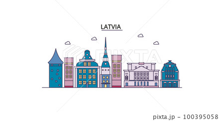 Latvia tourism landmarks, vector city travel illustration 100395058