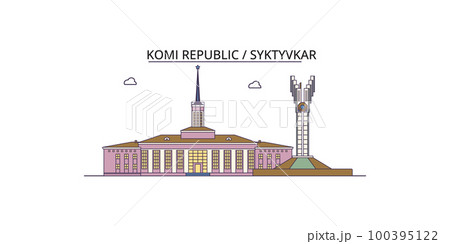Russia, Syktyvkar tourism landmarks, vector city travel illustration 100395122
