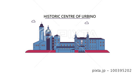 Italy, Urbino City tourism landmarks, vector city travel illustration Italy, Urbino City tourism landmarks, vector city travel illustration 100395202