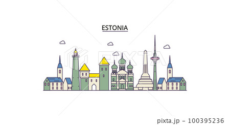 Estonia tourism landmarks, vector city travel illustration 100395236