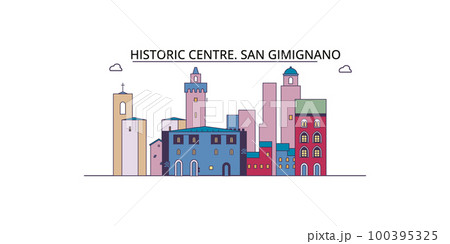 Italy, San Gimignano City tourism landmarks, vector city travel illustration Italy, San Gimignano City tourism landmarks, vector city travel illustration 100395325