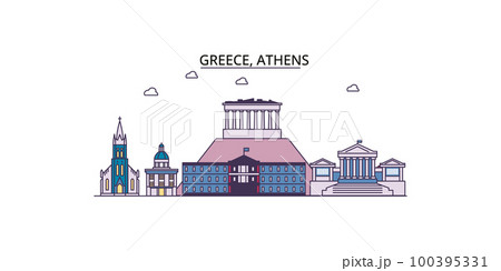 Greece, Athens tourism landmarks, vector city travel illustration Greece, Athens tourism landmarks, vector city travel illustration 100395331