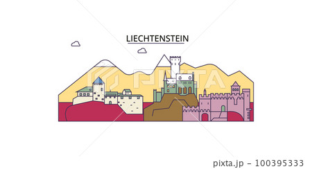 Liechtenstein tourism landmarks, vector city travel illustration Liechtenstein tourism landmarks, vector city travel illustration 100395333
