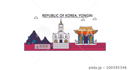 South Korea, Yongin tourism landmarks, vector city travel illustration 100395346