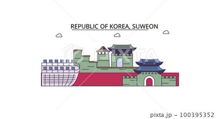 South Korea, Suweon tourism landmarks, vector city travel illustration South Korea, Suweon tourism landmarks, vector city travel illustration 100395352