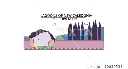 France, Lagoons Of New Caledonia tourism landmarks, vector city travel illustration 100395354